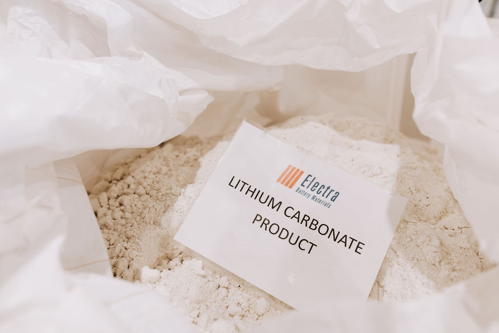 Electra produced lithium carbonate in its recycling trial